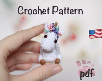 Crochet Unicorn rainbow pattern amigurumi easy unicorn pattern by NansyOops fantasy animal miniature
