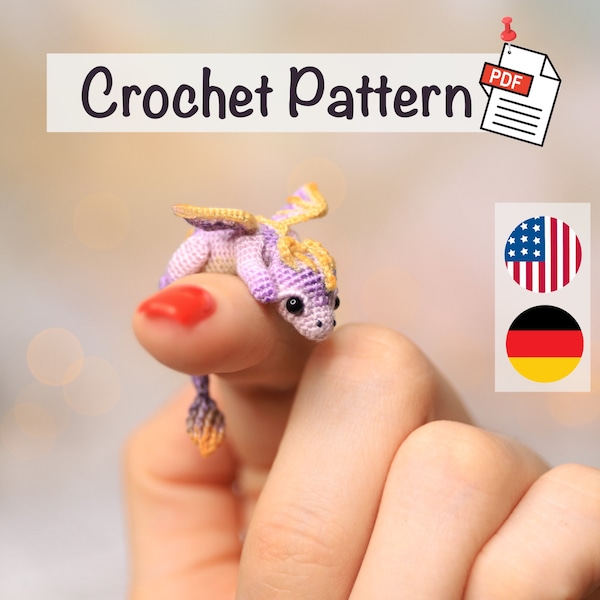 Gehaakt Drakenpatroon: Fantasie Amigurumi-patroon PDF-tutorial door NansyOops voor een uniek miniatuurdier