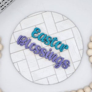 Bendiciones de Pascua - 6" INSERTO redondo SOLAMENTE - Signo inspirador, Decoración del hogar de temporada para Pascua, Signo de conejito Decoración de Pascua