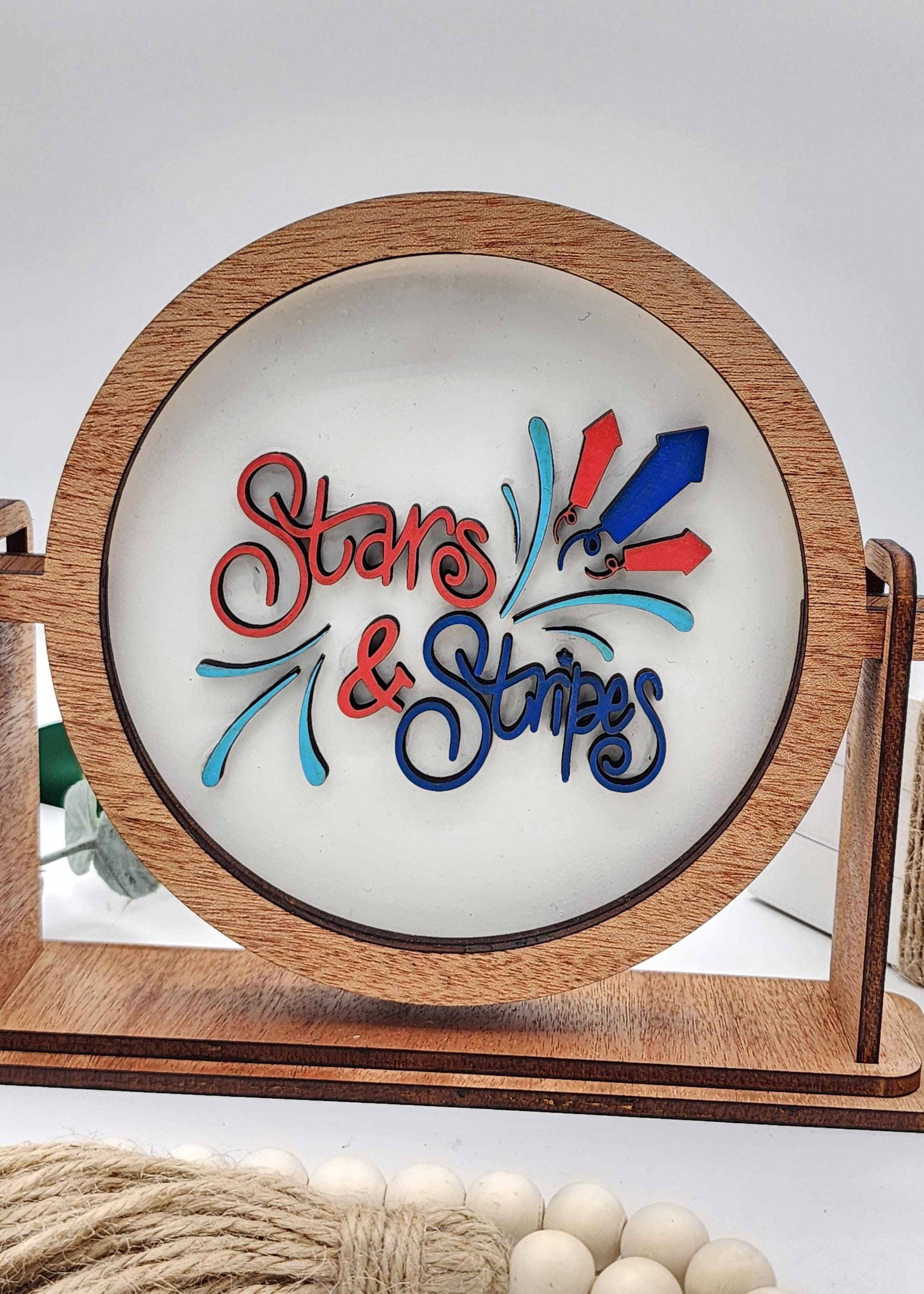 7月4日の星条旗の丸型インサート：赤、白、青の夏の装飾 - Etsy 日本