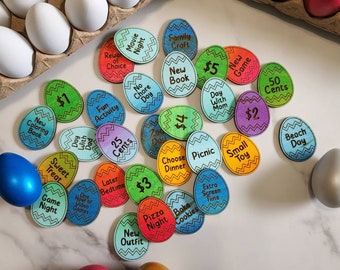 Birch Wood Easter Egg Tokens: Chore & Reward Chips