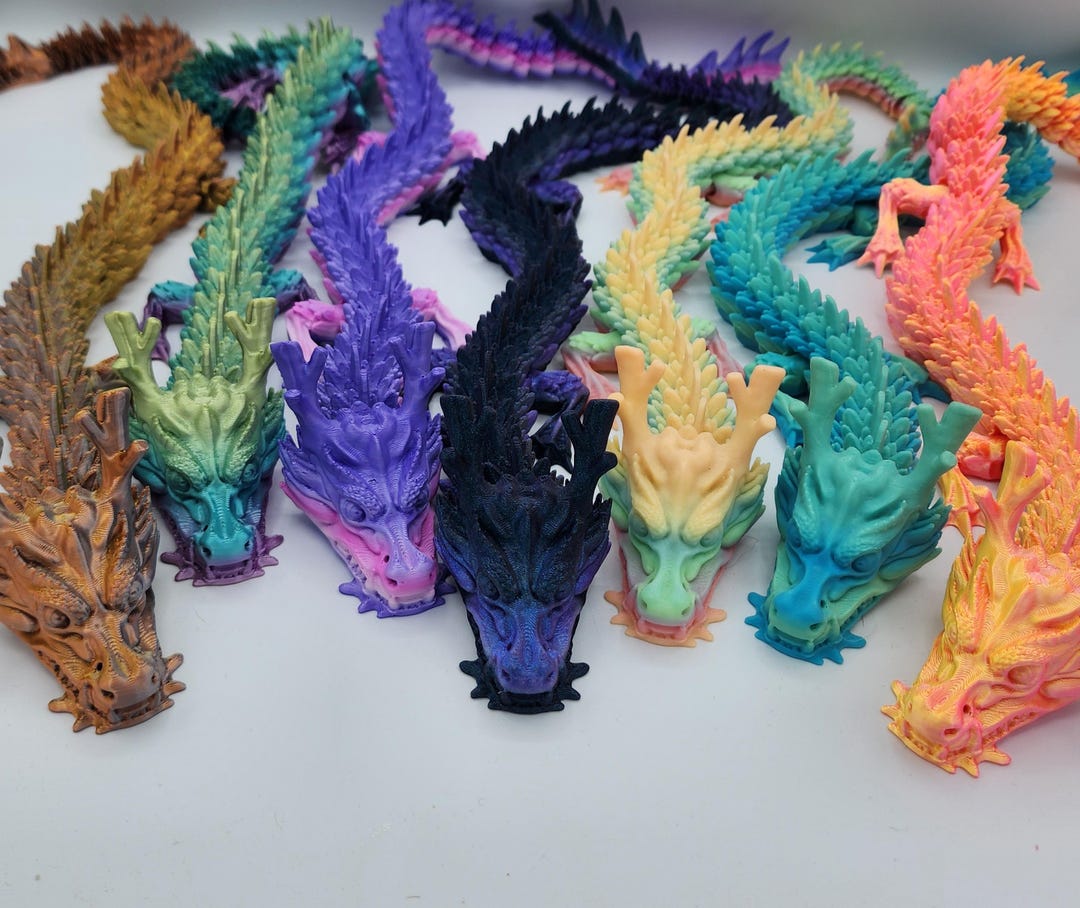 Articulated Dragon 3D Printed Flexible Dragon Multicolored Options - Etsy