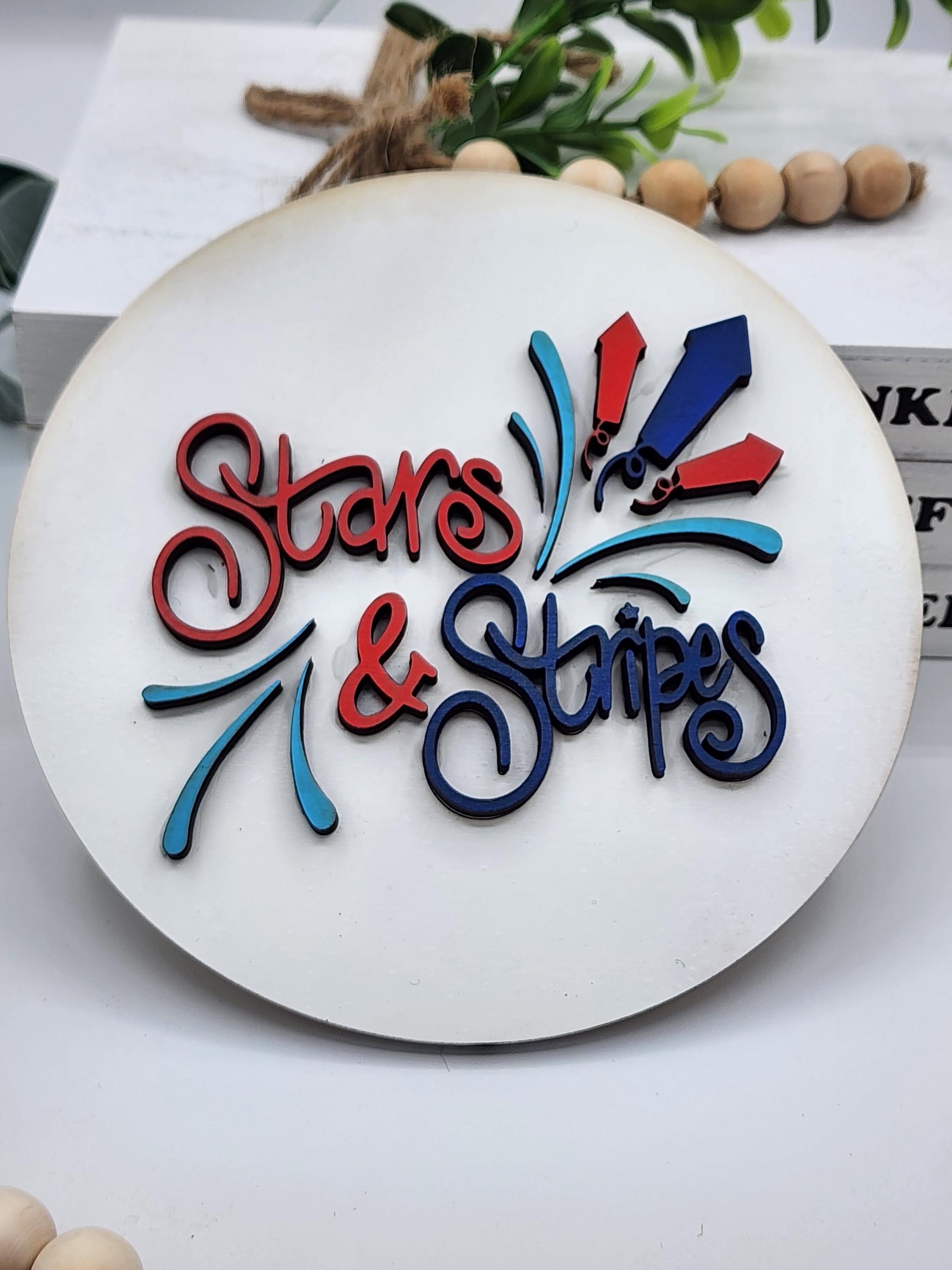 7月4日の星条旗の丸型インサート：赤、白、青の夏の装飾 - Etsy 日本