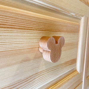 6pc Wooden Mouse Knob (Natural Wood Color) for Dresser Drawers | Mouse Furniture Hardware for Bathroom, Kitchen & Nursery
