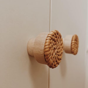 6 Stück Rattan Knäufe für Schublade,Schrank Korb gewebte Griffe Wicker Pulls Karamel & Elfenbein Rattan Braun