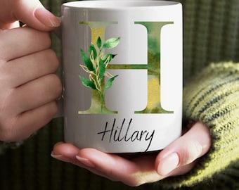 Floral Monogram Mugs, Personalized Mugs, Birthday Gifts
