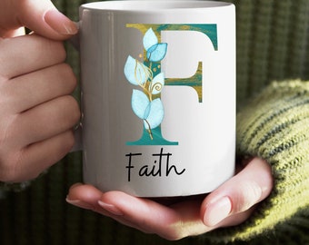 Personalized Initial Mug, Monogram Mug, Floral Letter Mug