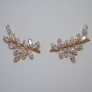 Delicate Gold Bridal Hair Bobby Pin set of 2(mirrored)