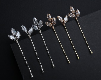 Gift idea, Bobby pins for the bride, Crystal bobby pins, Gold hair bobby pins for the bride, cubic zirconia, Bobby pins set