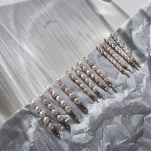 Perlen-Haarnadeln, Gold-Braut-Süßwasserperlen-Haarteil, minimalistische Haarspange, Gold-Bobby-Pins, Gold-Haarnadeln Bild 7