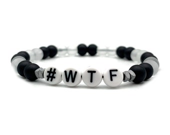 Statement bracelet #WTF black/white - a clear statement for your individual style, trendy bracelet - lucky bracelet