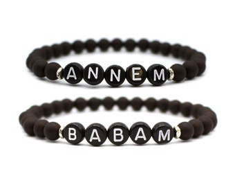 Pulsera de cuentas Annem y Babam, pulsera turca, pulsera de mamá y papá, pulsera para padres