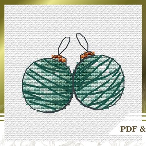 Christmas ornaments cross stitch pattern PDF, Easy counted cross stitch chart, Christmas hand embroidery pattern