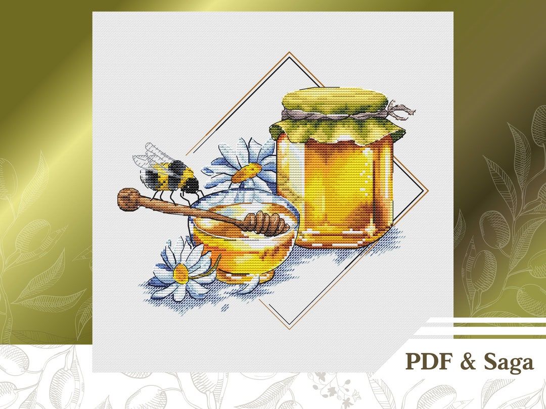 Kitchen сross Stitch Pattern PDF and SAGA With Honey, Hand Embroidery ...