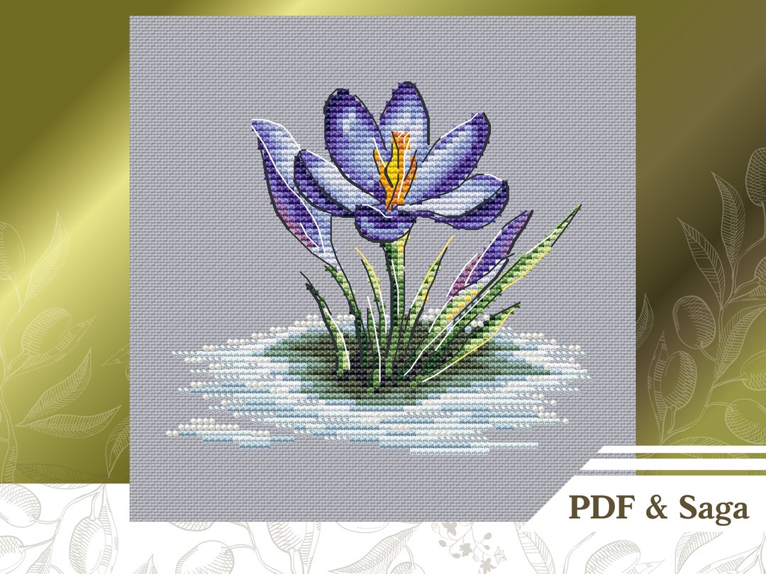 Spring Flowers сross Stitch Pattern PDF and SAGA, Crocuses Hand ...