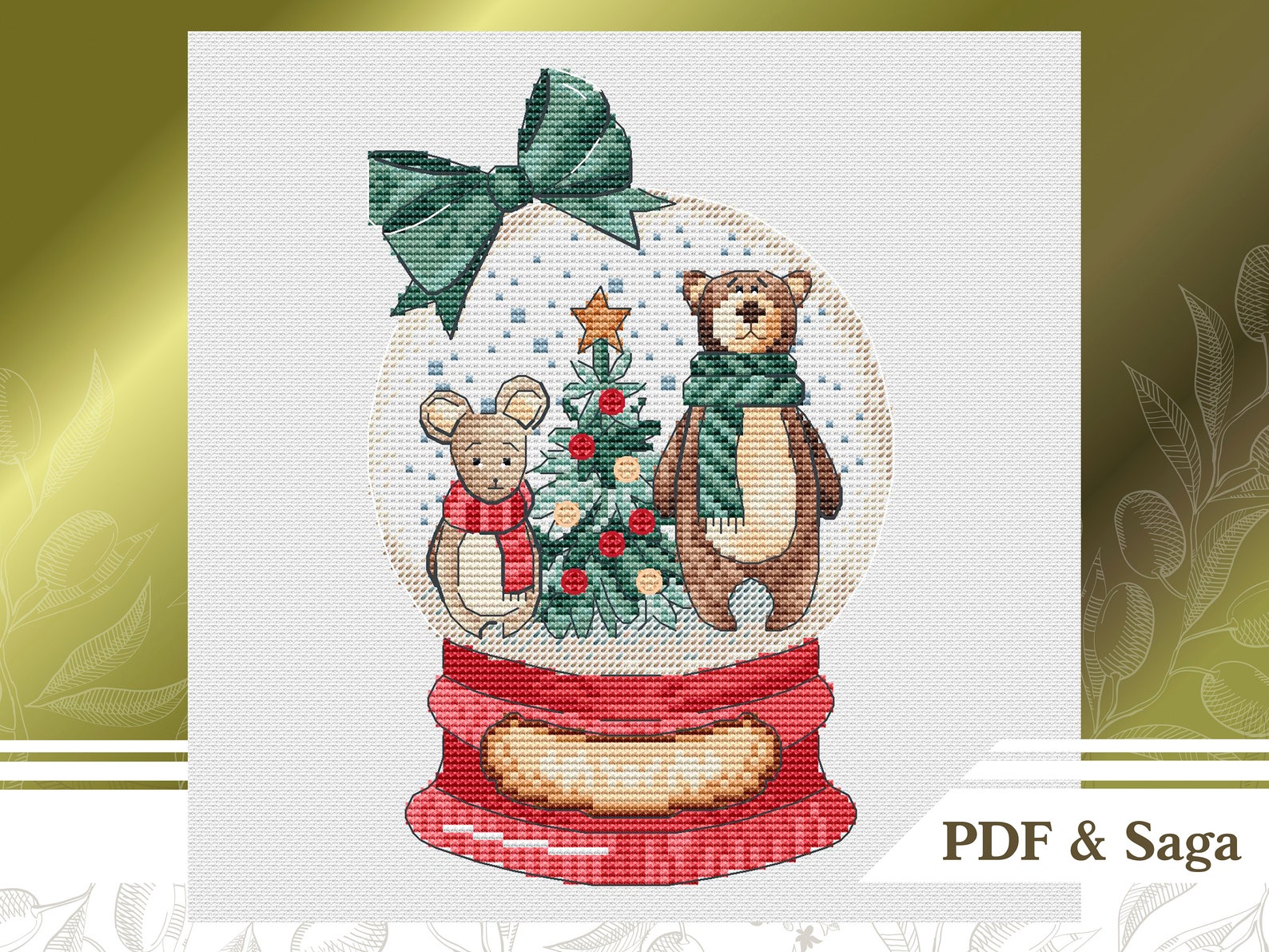 Christmas Cross Stitch Pattern PDF With a Snow Globe, Counted Cross ...