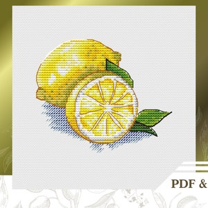 Lemon сross stitch pattern PDF and SAGA, kitchen hand embroidery pattern instant download
