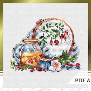 Keukensteekpatroon PDF, Seizoenensteekkaart direct downloaden, Winterborduurpatroon