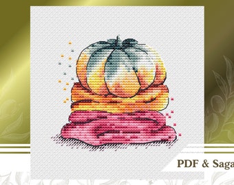 Pumpkin сross stitch pattern PDF, Thanksgiving day сross stitch chart instant download, Fall hand embroidery pattern