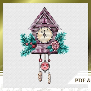 Christmas clock cross stitch pattern PDF instant download