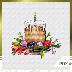 Easter сross stitch pattern PDF, Easter cake embroidery pattern instant download, Easter eggs сross stitch pattern