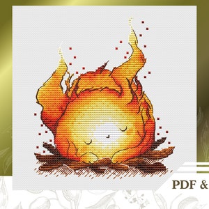 Patrón de puntada de cruz de fuego PDF, patrón de bordado Flicker, tabla de puntadas de cruz de bebé descarga instantánea