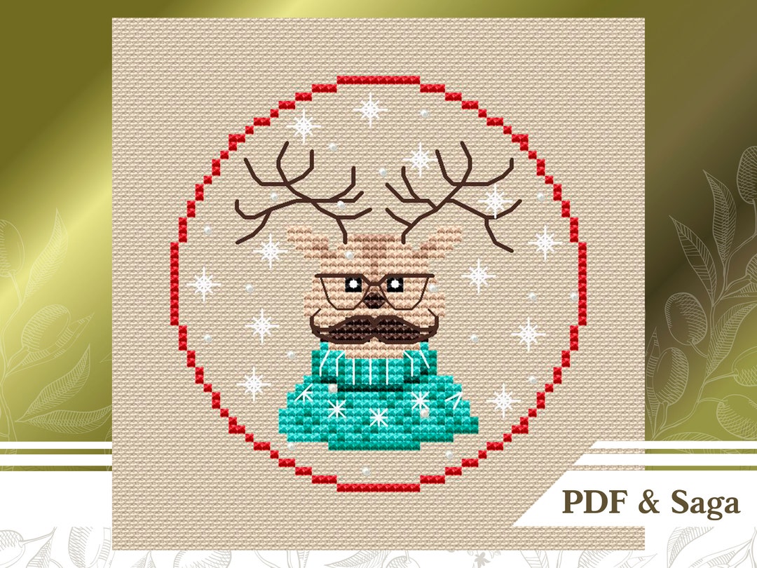 Christmas Deer Cross Stitch Pattern PDF, Ornament Counted Cross Stitch ...