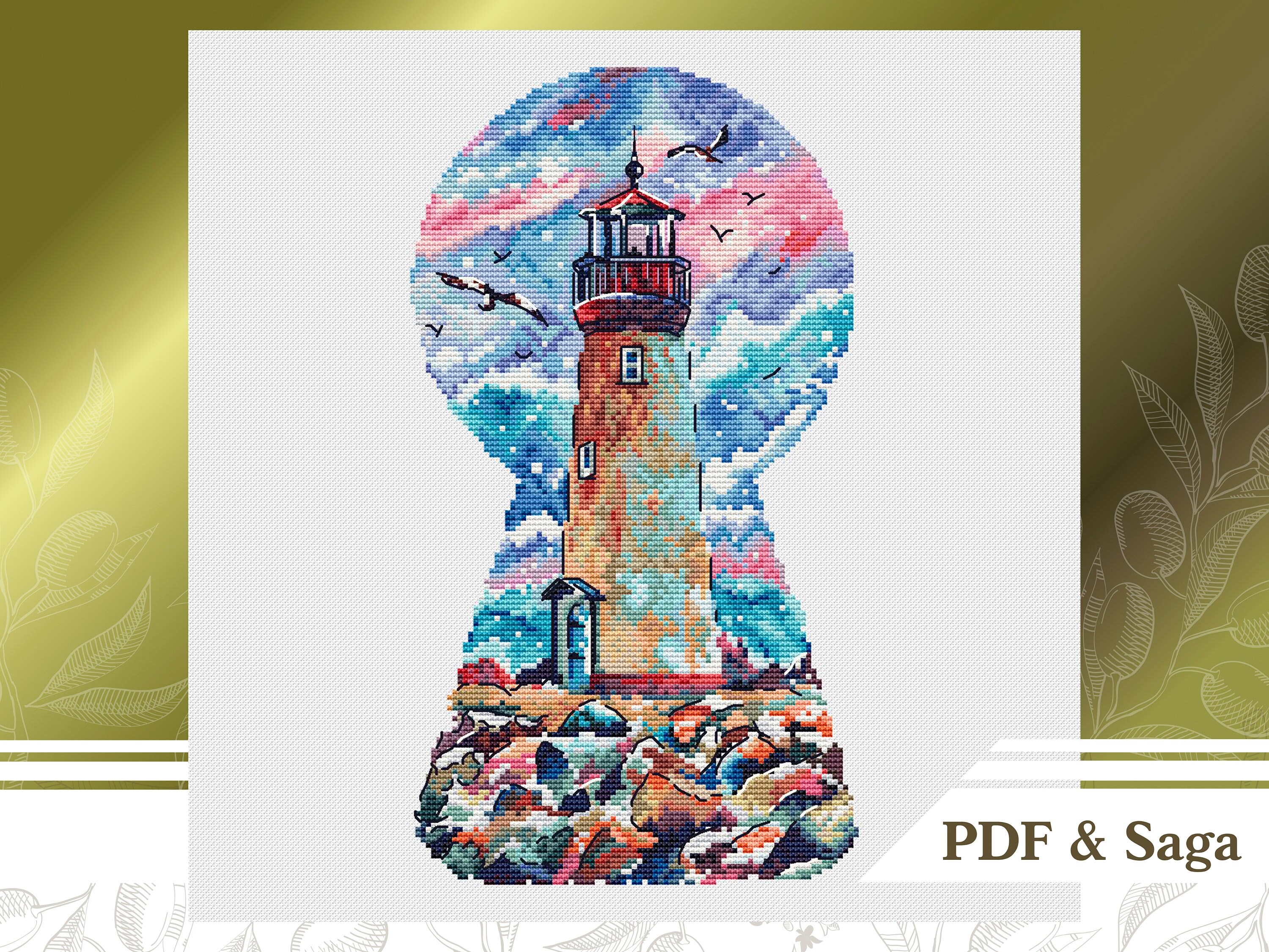 Lighthouse Cross Stitch Pattern PDF, Nautical Counted Cross Stitch ...