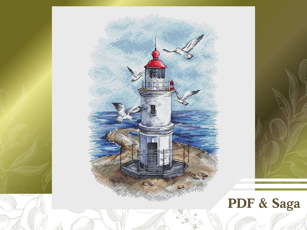 Lighthouse Cross Stitch Pattern PDF, Seashore Counted Cross Stitch ...