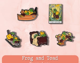 Frog and Toad pin, Frog and Toad enamel pin, Frog and Toad are friends, Frog and Toad, Frog pin, Frog jewelry