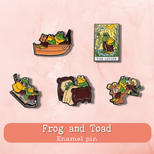 Frog and Toad pin, Frog and Toad enamel pin, Frog and Toad are friends, Frog and Toad, Frog pin, Frog jewelry