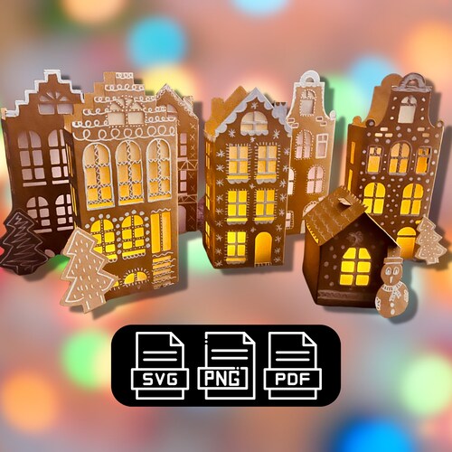 Christmas Village SVG Printable Christmas House Christmas Etsy