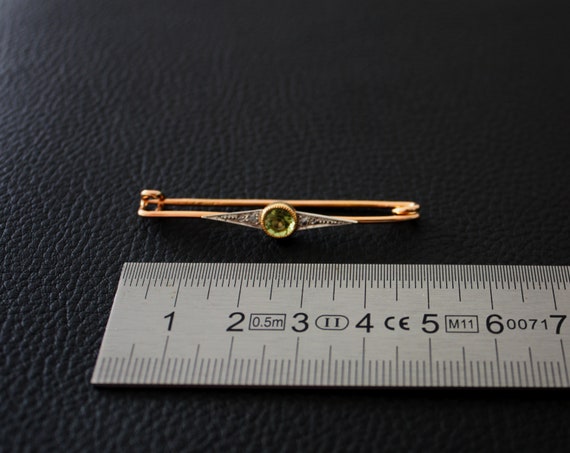 Shiny and Fine French Peridot & Diamonds Brooch i… - image 4