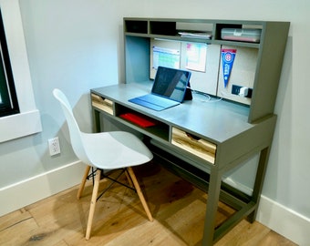 study table for home DIY Childs Study Desk with Hutch Plan - DIY Project Computer Desk - Table Plan