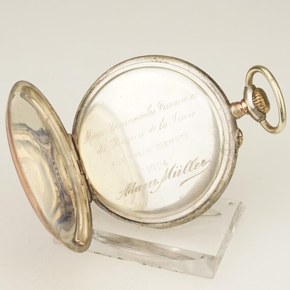 WORKING! Solid Silver Pocket Watch Antique Men's … - image 5