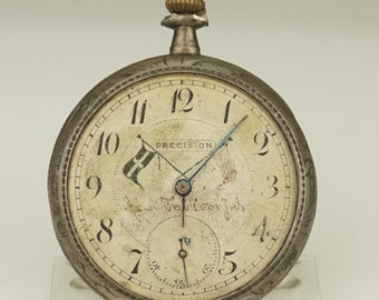 RARE! Montre de poche en argent massif Antique pour hommes et femmes, sans fusée, chronomètre duplex, montre-bracelet à répétition, chronographe RAR