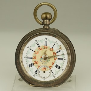 RARE! Solid Silver Pocket Watch Antique Men&#39;s Ladies no fusee duplex chronometer wristwatch repeater chronograph RAR