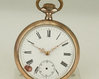 Antique Solid Silver Pocket Watch, Porcelain Dial (Not Working)