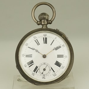 RARE! Solid Silver Pocket Watch Antique Men&#39;s no fusee duplex chronometer wristwatch repeater chronograph RAR