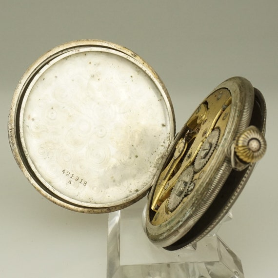 RARE! Solid Silver Pocket Watch Antique Men's Lad… - image 8