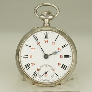 RARE! Solid Silver Pocket Watch Antique Men&#39;s no fusee duplex chronometer wristwatch repeater chronograph RAR
