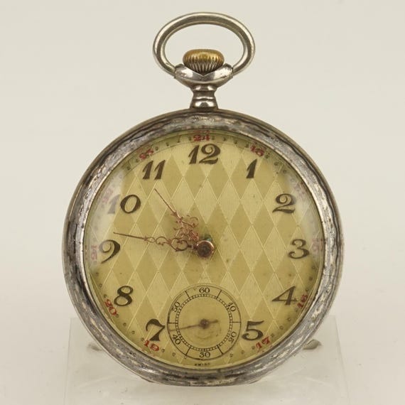 WORKING! Niello Solid Silver Pocket Watch Antique… - image 2