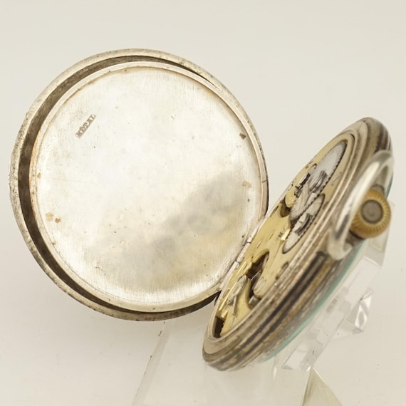 WORKING! Niello Solid Silver Pocket Watch Antique… - image 5