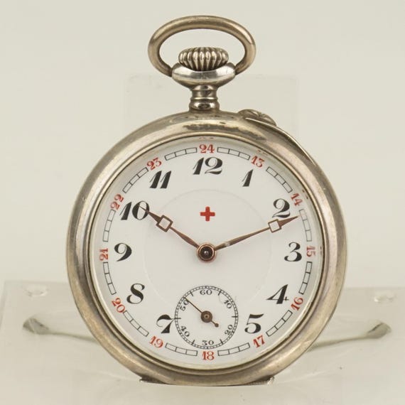 WORKING! Solid Silver DOCTOR Pocket Watch Medical… - image 7