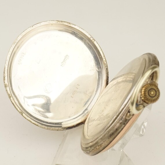 WORKING! Solid Silver Pocket Watch Antique Men's … - image 6