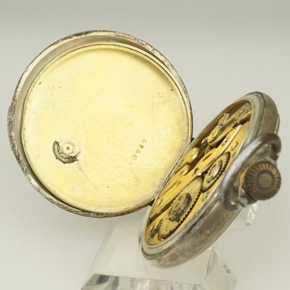 RARE! Solid Silver Pocket Watch Antique Men's Lad… - image 8