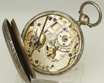 ZELDZAAM! Massief zilveren zakhorloge antieke heren dames geen fusee duplex chronometer polshorloge repeater chronograaf RAR