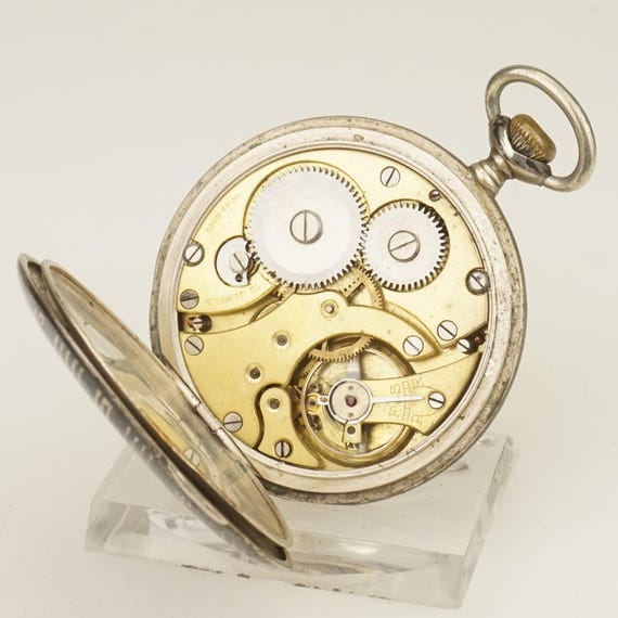 WORKING! Niello Solid Silver Pocket Watch Antique… - image 8