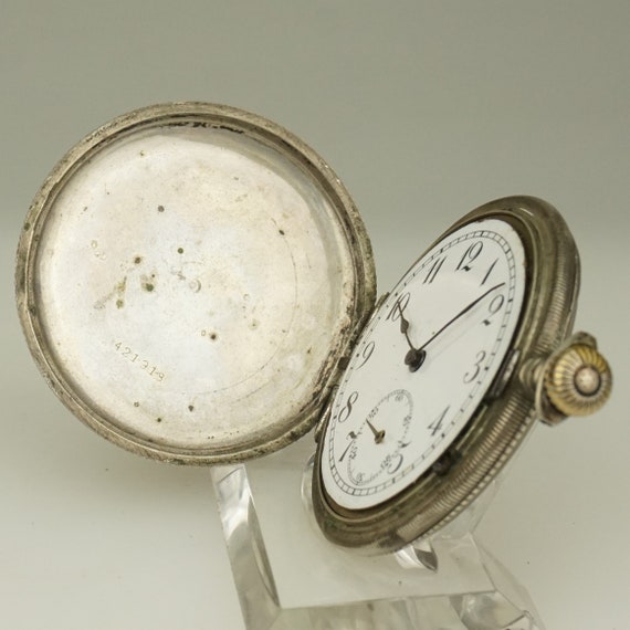 RARE! Solid Silver Pocket Watch Antique Men's Lad… - image 5