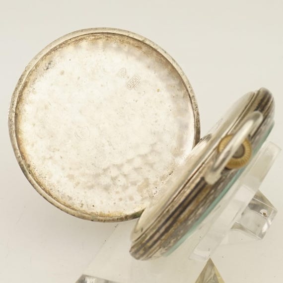 WORKING! Niello Solid Silver Pocket Watch Antique… - image 7